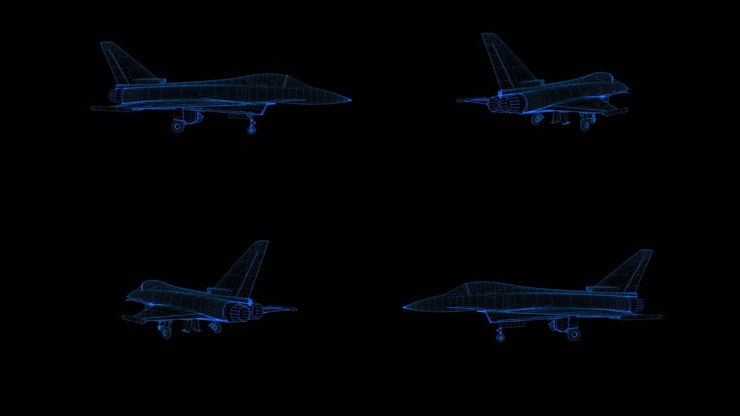 【原创】蓝色科技大型运输飞机动画带通道