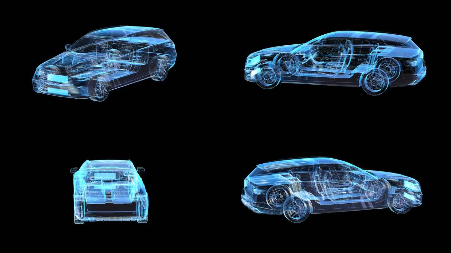 科技全息奔驰AMG E63汽车通道素材