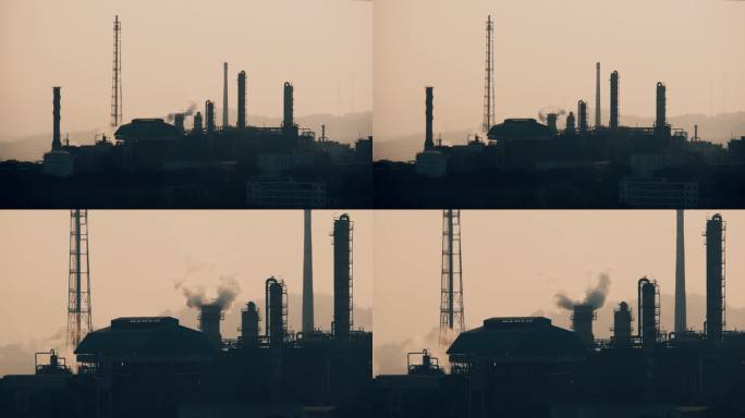 浓烟滚滚空气污染工业化工厂剪影