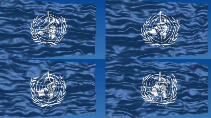 世卫世界卫生组织WHO旗帜飘扬