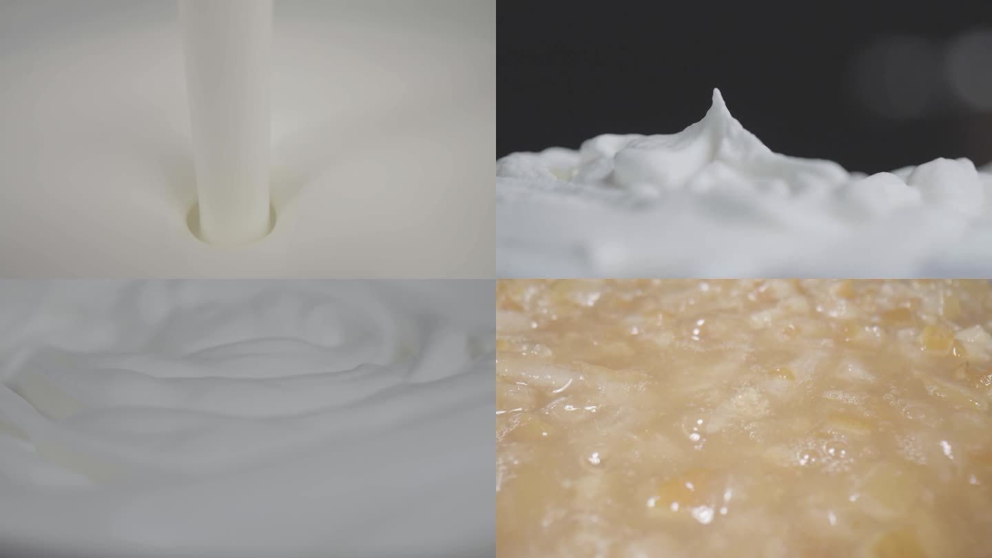 奶油蛋糕原材料近景特写镜头制作过程
