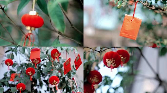 【4K】红灯笼小红包新年喜庆氛围