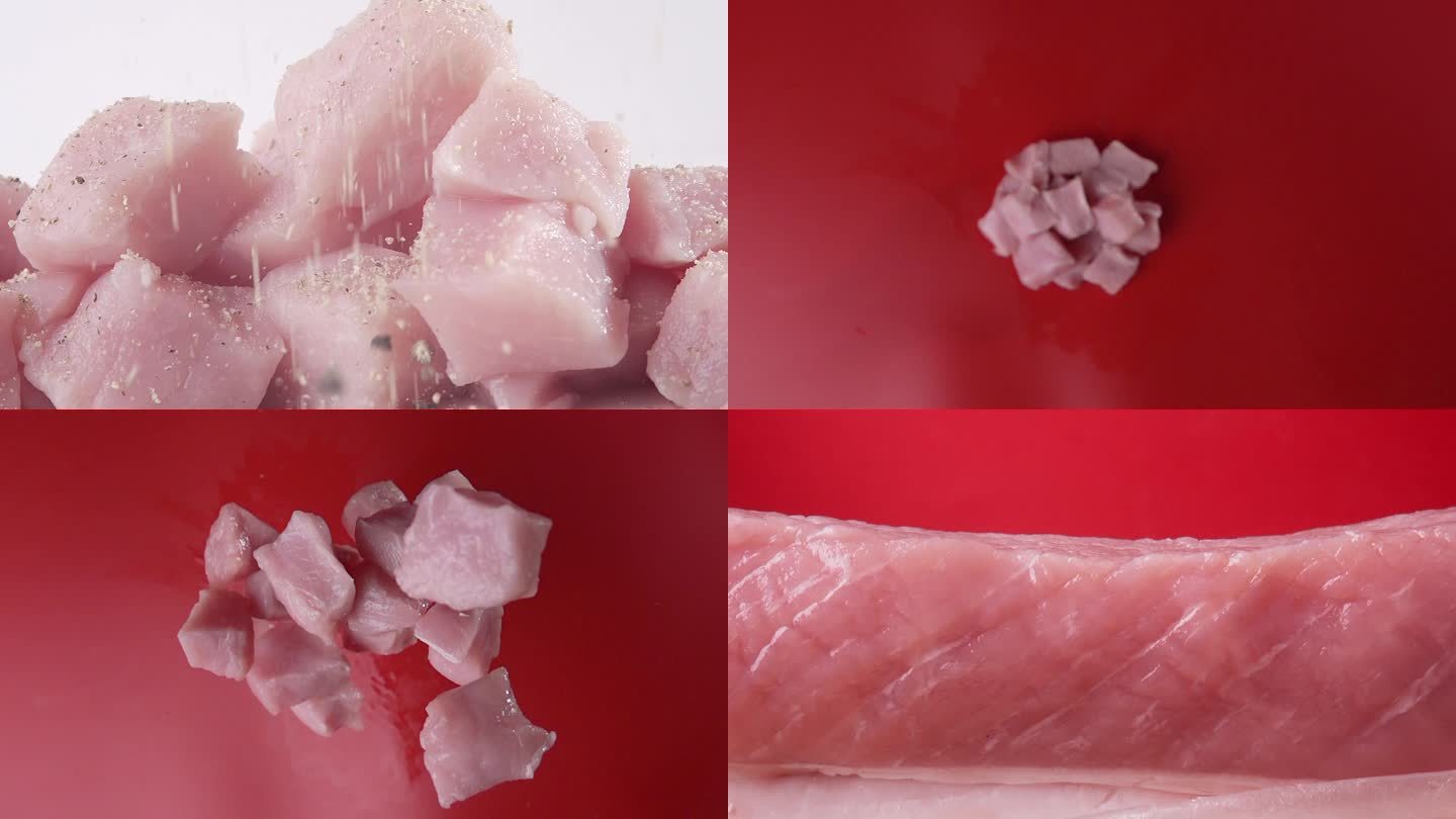 猪肉生肉肉块美食烹饪高速升格