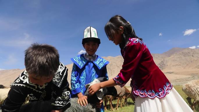 新疆牧民孩子草场牧羊玩耍合集3