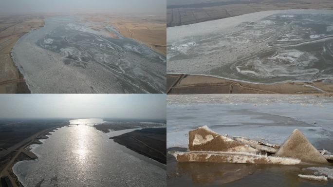 黄河河道宁夏平罗段冰凌封河千里冰封