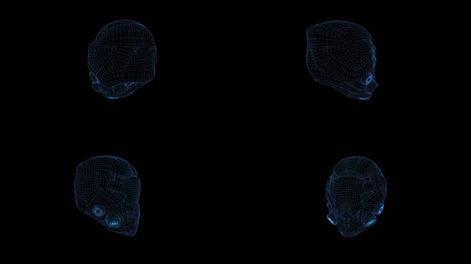 科技蓝色线条特种兵头盔透明通道素材
