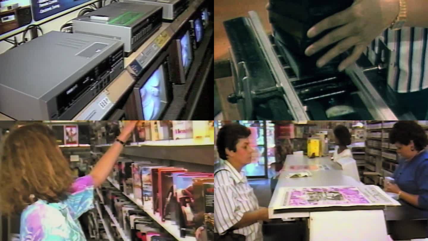 上世纪录像机录像带彩色电视机租赁音像店