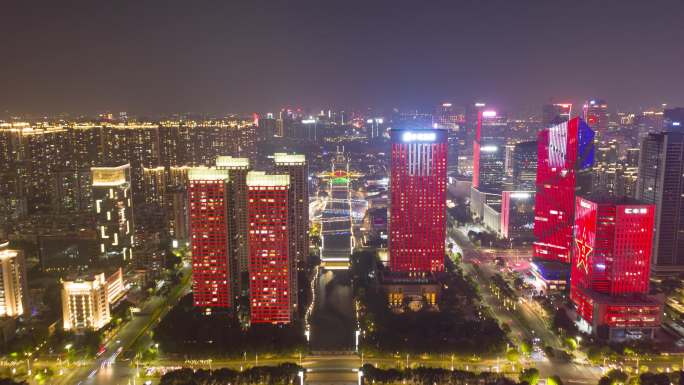 佛山千灯湖夜景航拍延时