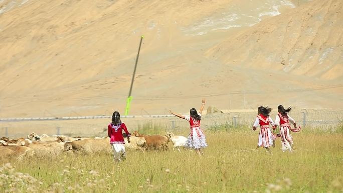 新疆牧民孩子草场牧羊玩耍3