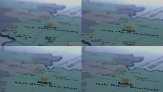 【4K灰度】唯美地图成都地图新都区地图