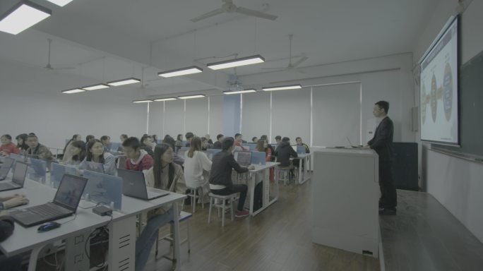 【4K灰度】大学课堂老师PPT讲课
