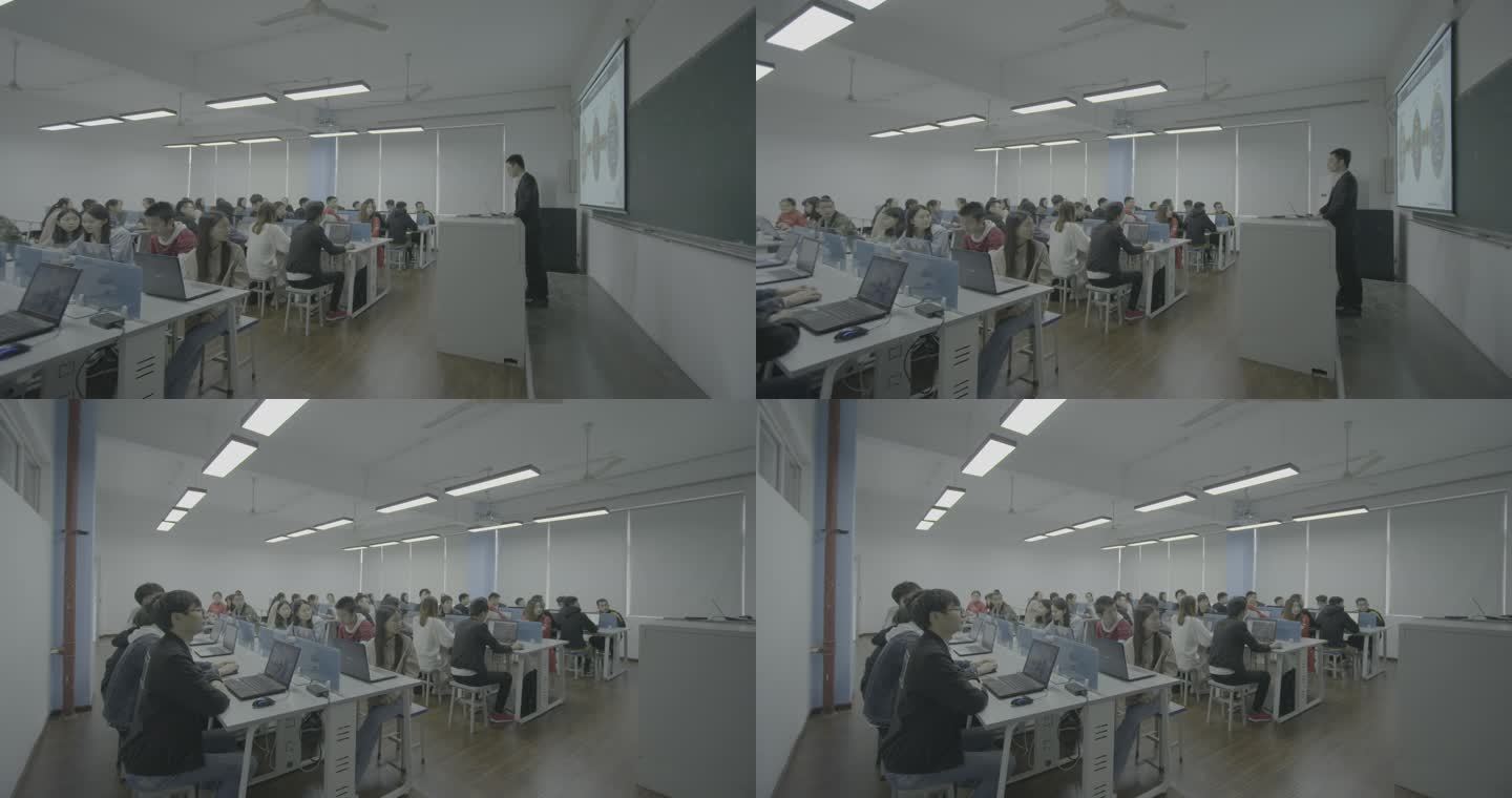 【4K灰度】大学课堂老师PPT讲课