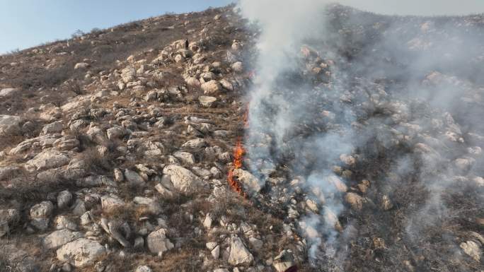 明火山火救援无人机勘察山火野外火警出勤