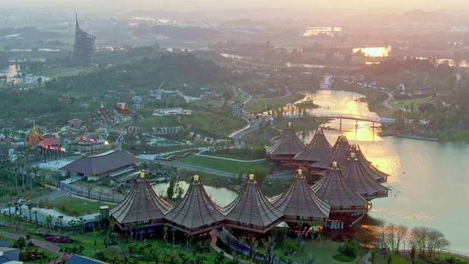 南宁园博园华灯初上4K航拍