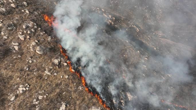 明火山火救援无人机勘察山火野外火警出勤