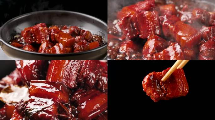 红烧肉传统美食4K素材