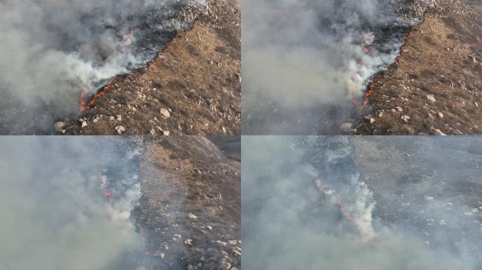 明火山火救援无人机勘察山火野外火警出勤