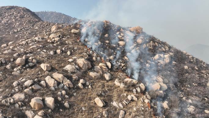 明火山火救援无人机勘察山火野外火警出勤