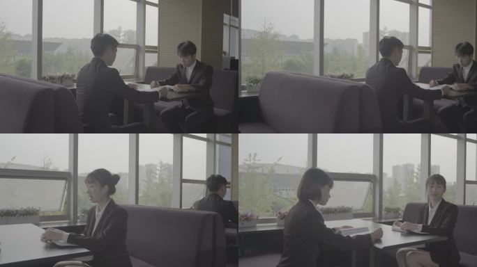 【4K灰度】正装职业装商务男子美女交流