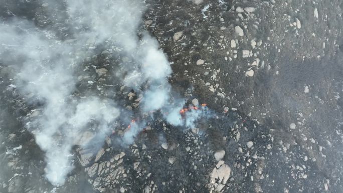 明火山火救援无人机勘察山火野外火警出勤