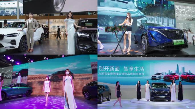 4K深圳汽车展车展漂亮车模模特表演现场