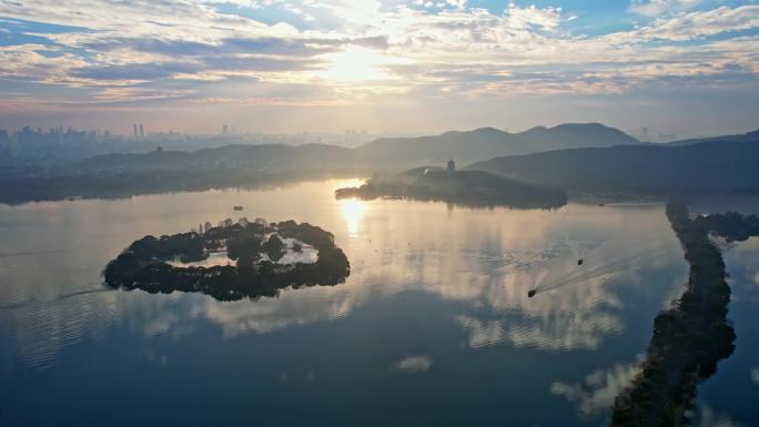 【合集】清晨西湖美景 水天一色