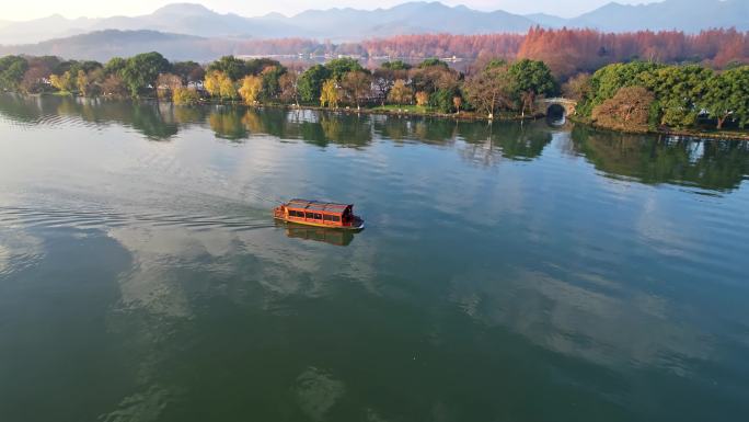 杭州西湖美景 泛舟湖上