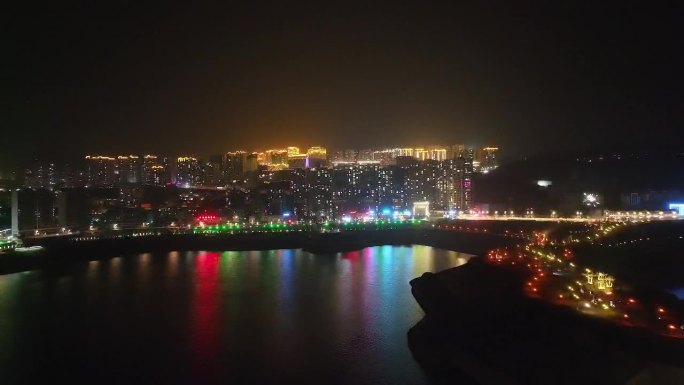 屈原故里秭归县城港湾夜景