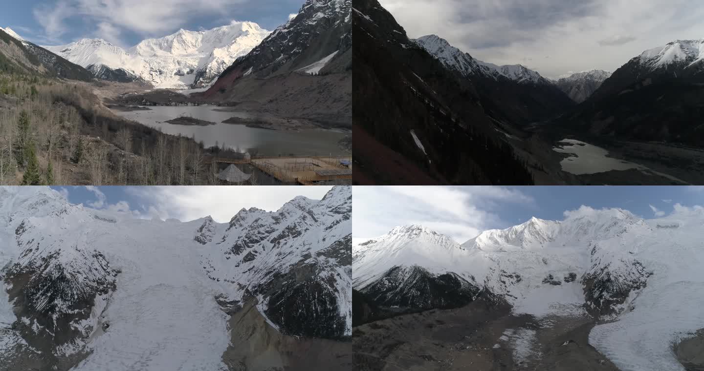 米堆冰川航拍4K原片