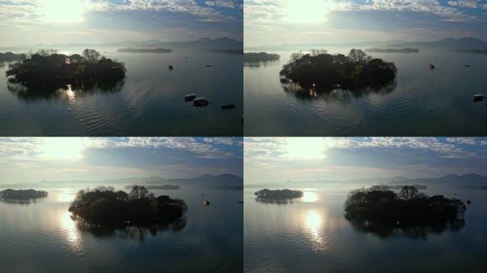清晨西湖美景 水天一色