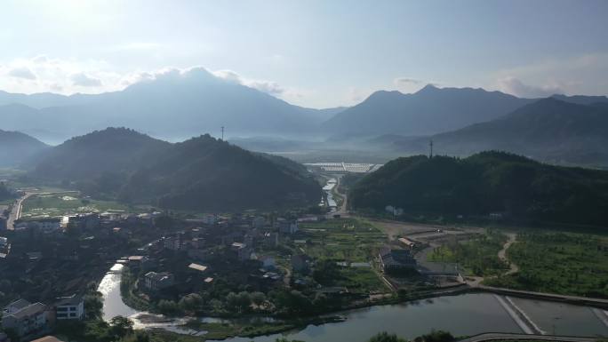 武夷山五夫镇山景乡村水田雕像高清航拍大景