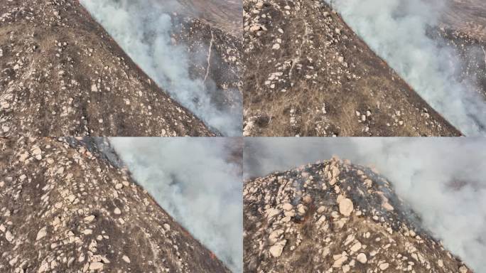 明火山火救援无人机勘察山火野外火警出勤