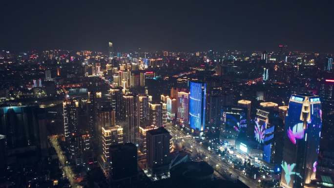 春节期间昆明城市夜景航拍