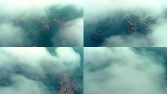 穿云航拍广西上林鼓鸣寨清晨