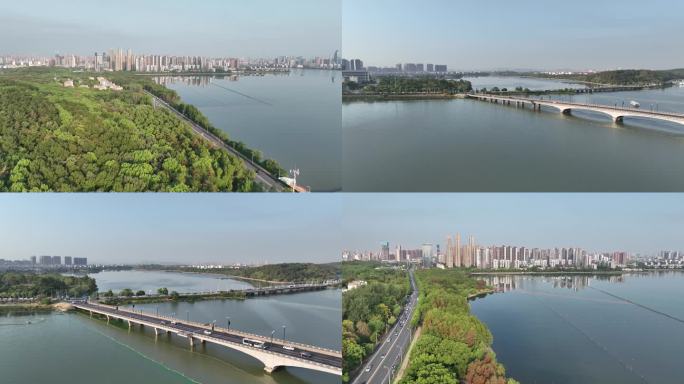 4k湖景航拍武汉南湖自然风光