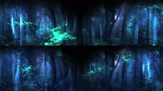 神秘流光粒子循环森林