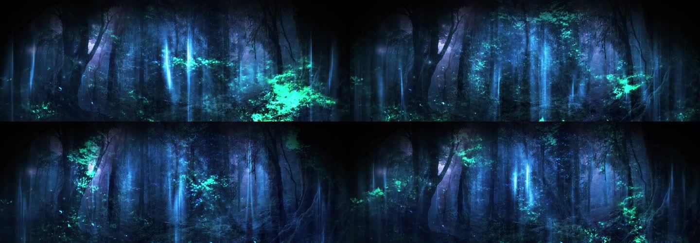 神秘流光粒子循环森林