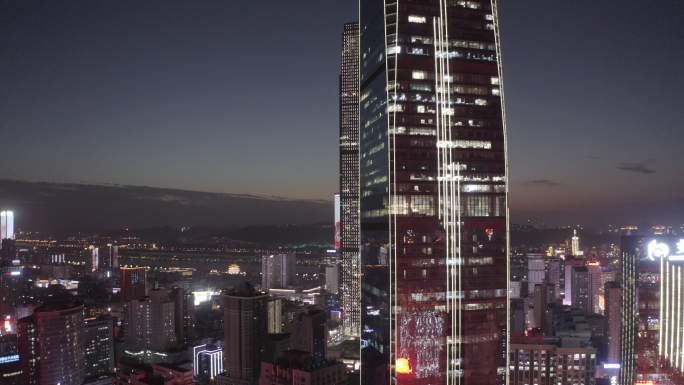 芙蓉广场  世贸 大楼 航拍 夜景