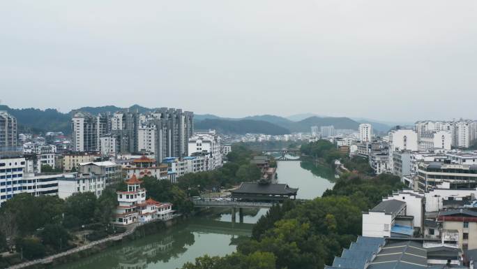 福建泰宁县城市风光航拍