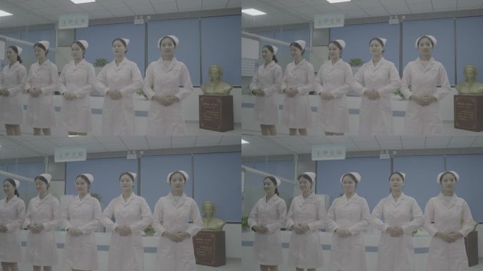 【4K灰度】医院护士站美女护士风采