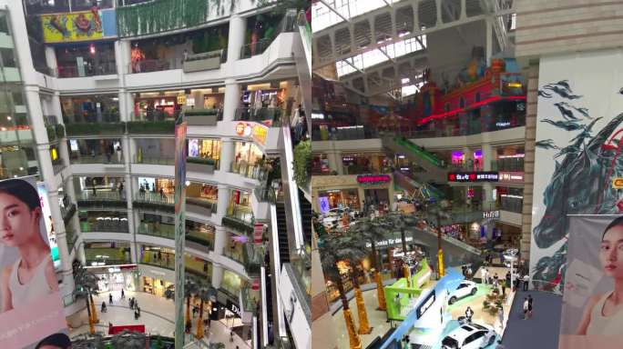 竖屏拍摄广州正佳广场商场内部人流