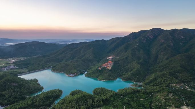 珠海斗门黄杨山金台寺水库航拍延时