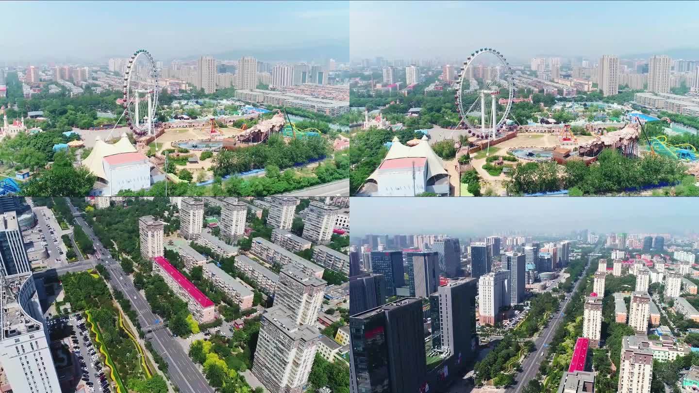北京道路住宅游乐场工厂航拍
