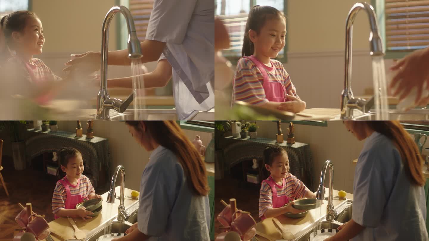 孩子帮父母洗碗做家务