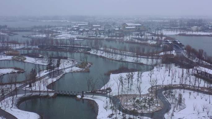 扬州北湖湿地公园雪景