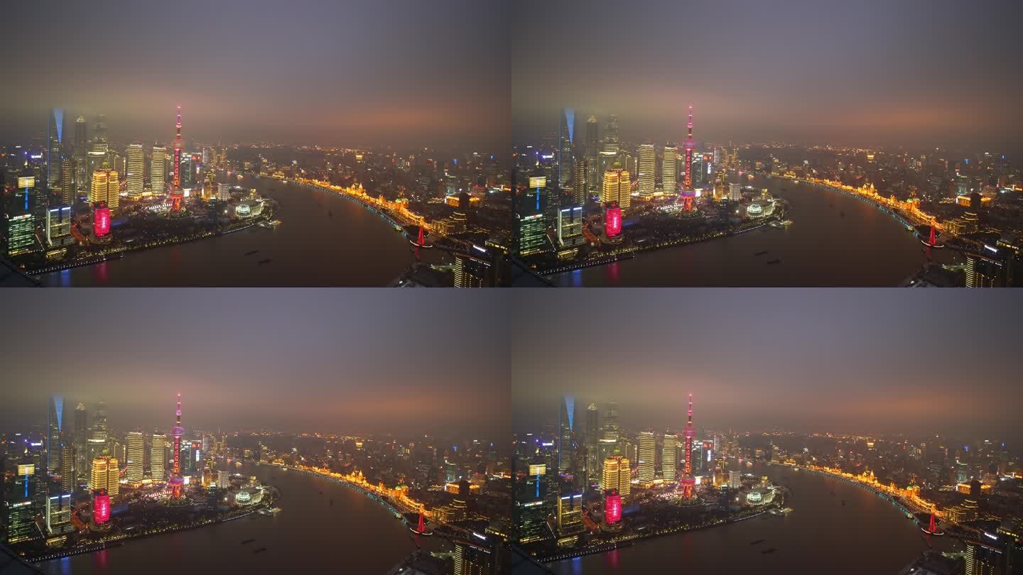 上海虹口北外滩 俯瞰 陆家嘴夜景4K