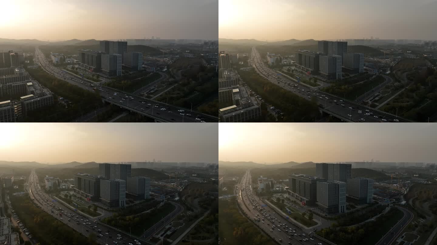 南京徐庄软件园园区夕阳航拍