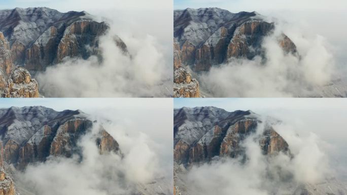 航拍焦作云台山凤凰岭雪景