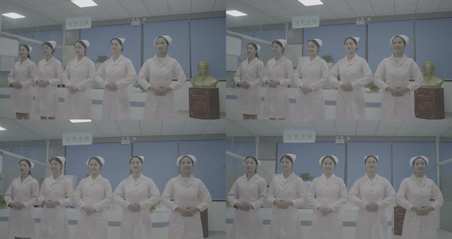 【4K灰度】护士站团队形象护士制服