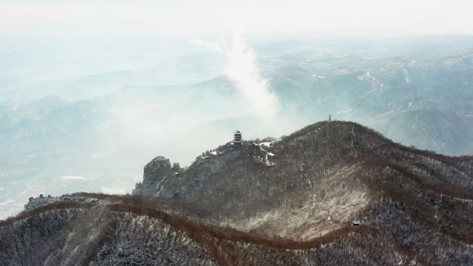 航拍焦作云台山雪景